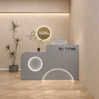 Vente en gros de meubles de salon de coiffure de beauté professionnel, réception pour salon de coiffure, table de réception avec LED personnalisable