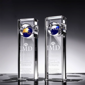 รางวัลความเป็นเลิศ ลูกแก้วคริสตัลทรงโลก ขัดเงาและสลักชื่อ สำหรับธุรกิจ - Product Image 1