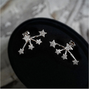 Pendientes de Plata de Ley S925 con Circonitas Blancas en Forma de Estrella, Pendientes Brillantes para la Oreja, Regalo de Joyería para Navidad, Cumpleaños, Boda - Product Image 6