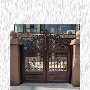 Shandong Luxueux Grande Maison Gril Avant Coulissant Composé Mur Limite Porte En Aluminium Conception Clôtures Portes