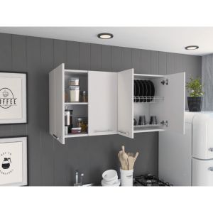 DB 120 <b>White</b> Kitchen Cabinets Four-Door Two-Cabinet <b>Wall</b> <b>Unit</b> with Two-<b>Shelves</b> - Product Image 5