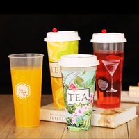 Gobelets en plastique PP PE carrés jetables écologiques avec couvercles transparents pour thé au lait et café, personnalisables avec logo et couleur, 8oz 10oz 12oz 16oz