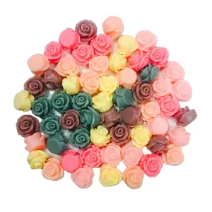 Wholesale 12mm Flat Back Resin Flowers Charms for DIY Jewelry Making Accessory