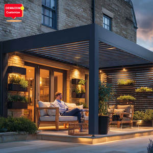 Pérgola de Pared de 6x7 para Balcón, Resistente al Viento e Impermeable, Estructura Exterior Abierta y Cerrada con Sistema de Techo de Celosía - Product Image 1