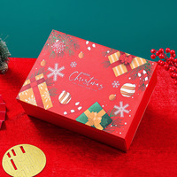 Grande boîte cadeau en carton rouge pliable pour Noël, pour les jouets des enfants, avec laminage mat, boîtes pliables pour le rangement des chaussettes