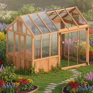 Serra Moderna Ecologica con Telaio in Cedro e Ventilazione sul Tetto per Giardinaggio all'Aperto - Product Image 3