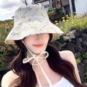Benhao Japanese Style Floral Double Sided Bucket <b>Hat</b> <b>Summer</b> Sun Protection Wide Brim Women Canvas <b>Hat</b> - Product Image 4