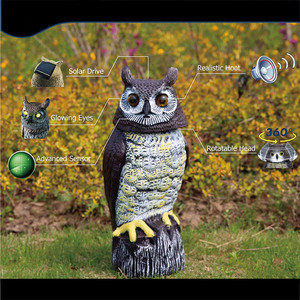 Décoys de hiboux en gros pour effrayer les oiseaux, hibou à énergie solaire, yeux lumineux, tête rotative et son - Product Image 2
