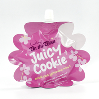 Pochette à bec verseur découpée sur mesure, finition brillante rose, avec bouchon, pour produits liquides de soins personnels, sacs en plastique Mylar