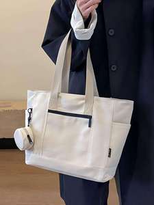 Customizable <b>large</b> capacity cotton canvas handbag, fashionable handmade reusable shopping <b>bag</b> - Product Image 2