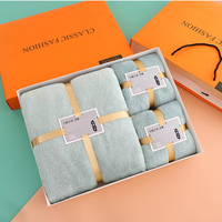 Ensemble de trois serviettes de bain en microfibre ultra-fine personnalisées, serviette de visage en tricot absorbante, coffret cadeau de serviettes de bain parfait pour les spas et les hôtels