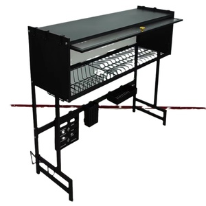 Égouttoir de cuisine multifonctionnel en acier au carbone avec plateau de récupération d'eau, support de rangement anti-poussière pour vaisselle et ustensiles - Product Image 5