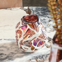 Vase à fleurs en verre irisé fait main avec superposition de toile blanche, luxe irisé, arc-en-ciel ambre, Art Déco FLOLENCO CASA Mariage
