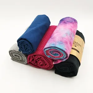 定制印花防滑瑜伽毛巾回收瑜伽毛巾100% 超细纤维防滑瑜伽垫毛巾