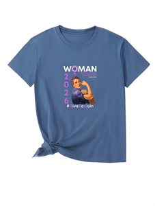 T-shirt Elegante da Donna Girocollo Stile Vintage Stampa Giornata Internazionale della Donna 2030 Tessuto Elasticizzato Medio Vestibilità Regolare - Product Image 1