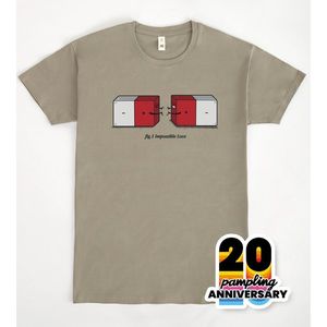 T-shirt Impossible Love grigia con design del 20° anniversario, maglietta promozionale - Product Image 3