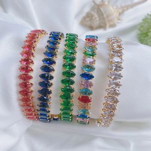 Pulsera de tenis de circonia cúbica, brazalete con diamantes brillantes, diseño geométrico, clásico, Glamour, colorido, 24k, <span class=keywords><strong>2022</strong></span> - Product Image 3
