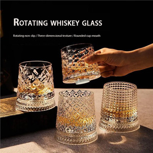 แก้ววิสกี้คริสตัลหมุนได้สุดหรูพรีเมียมแบบกำหนดเอง แก้วน้ำแบบแกะสลักลายเพชร แก้ววิสกี้หมุนได้ - Product Image 2