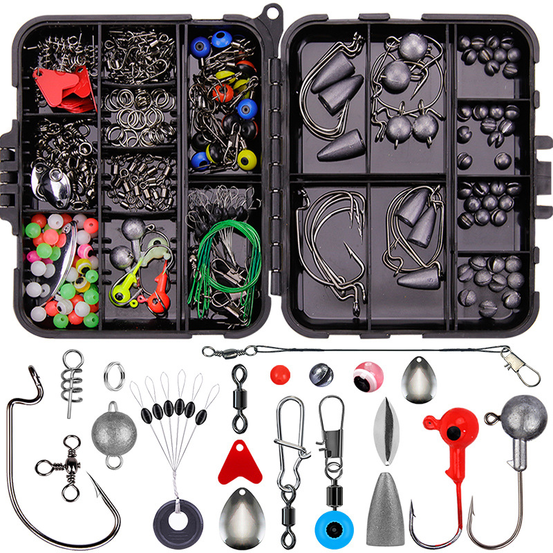 WEIHE 257Pcs Angel zubehör Set Wirbel Stopper Haken Fisch köder In Aufbewahrung sbox Angel gerät Ausrüstung Pesca