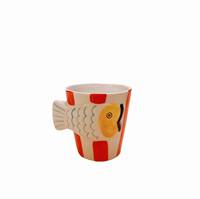 Tasse à café en céramique 3D en relief fait main, motif poisson, style américain, cadeau d'anniversaire, compatible lave-vaisselle et micro-ondes, emballage bulle
