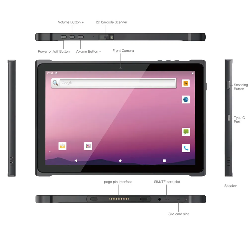 Oem Odm S91a Groothandel 10 Inch 5G 4G Ip65 Waterdichte Gps Galileo Glonass 9500Mah Industriële Ultradunne Android Robuuste Tablet Pc