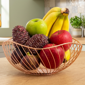 Wire Fruit <b>Basket</b> <b>Round</b> Kitchen <b>Storage</b> Container 21x14x8cm Minimalist Durable Metal Bowl for Food Display - Product Image 3