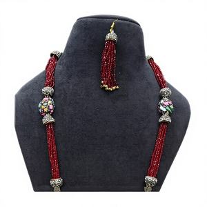 Top Indian Manufacturer's Premium Quality Hydro <b>Pearl</b> Multicolor Mala Long <b>Necklace</b> Earring <b>Set</b> Silver Plated Vintage Weddings - Product Image 1
