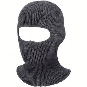 Masque de ski intégral en tricot à 1 trou avec logo brodé personnalisé, bonnet balaclava pour adulte, pour l'extérieur - Product Image 4