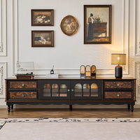 Meuble TV créatif de style ancien de haute qualité, unité de rangement en bois de noyer avec console et ensemble table basse