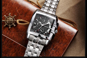 Montre pour homme en acier inoxydable, montre de sport carrée populaire, nouvelle montre-bracelet décontractée pour homme en plein air - Product Image 4