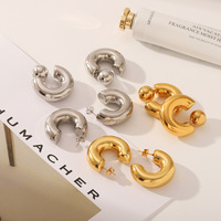 Pendientes de Acero Inoxidable con Baño de Oro de 18K de Lujo para Mujer, Estilo Occidental, Alta Moda, Sencillos, Clásicos, Antideslustre, Regalo de Joyería