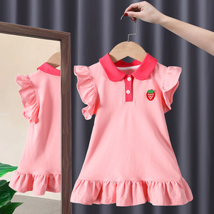 Child Star Circle Girls Summer Dress Cap Sleeve Breathable Polo Style Princess Dress For Kids - Product Image 1