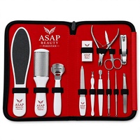 Kit d'outils de manucure et pédicure en acier inoxydable pour soins des ongles, avec lime à pieds et dissolvants de cuticules, étui portable 5-en-1