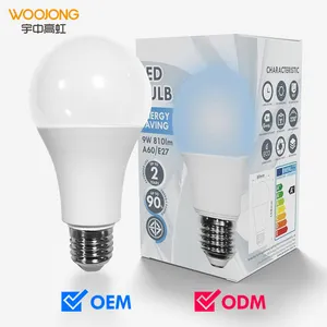 Woojong नि: शुल्क नमूने एलईडी रोशनी आपूर्तिकर्ता E14 E27 B22 7w 220-240V एलईडी बल्ब A60 प्रकाश सीई ईआरपी EPREL
