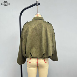Blouson Bomber Chic en Daim Lumos pour <span class=keywords><strong>Femme</strong></span>, Nouvelle Collection Printemps 2025, avec Col Revers, Manches Longues, Style Vintage, Vêtement d'Extérieur Féminin Élégant - Product Image 5