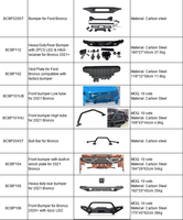 Kit d'accessoires de protection et de décoration pour l'extérieur : garnitures de carrosserie, garde-boue, moulures latérales de porte, table de hayon pour Ford Bronco 2021+