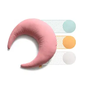 Almohada de lactancia con forma de luna para bebé con cremallera, almohada de apoyo para bebé, almohada para recién nacido, decoración para guardería, regalo para Babyshower