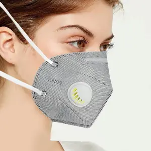 PM2.5 masker pernapasan KN95 lipat, masker debu dengan katup 6 lapis perlindungan karbon