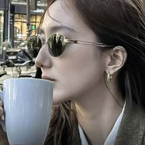 Lunettes de soleil ovales vintage en métal avec logo personnalisé 2025, UV400, demi-monture, style œil de chat, pour hommes et femmes - Product Image 2