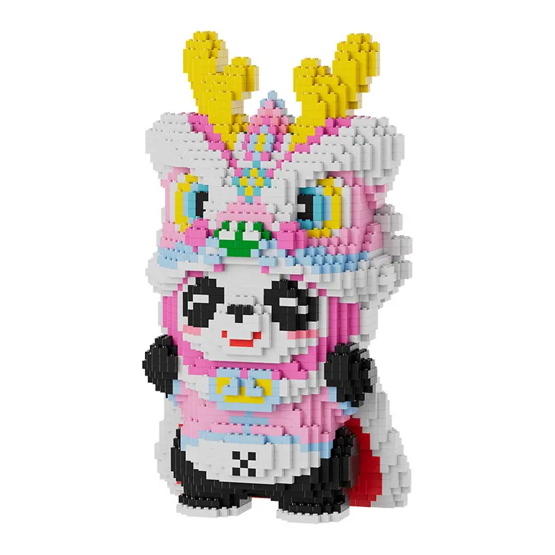 New designed Chinese Style DIY Chinese New Year Mini Bricks Figures Lion Dance Panda Micro Building Blocks Toys For Kids