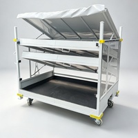Chariot de manutention robuste pour entrepôt, atelier et ligne de production, avec étagères de distribution de matériaux