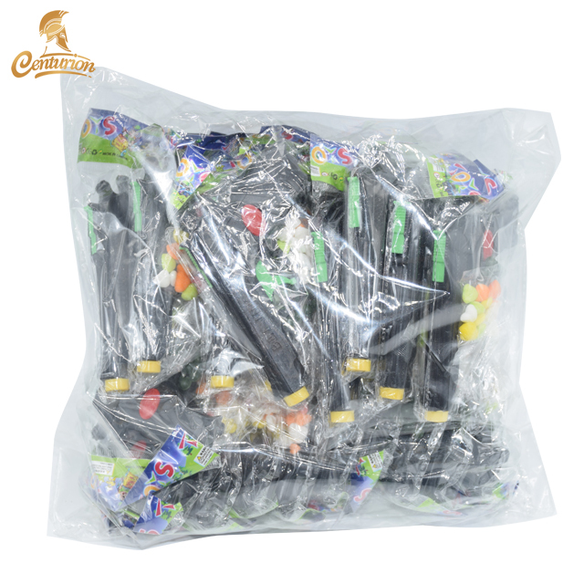 small plastic black bb gun toy with multi mini colourful candy