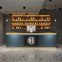 Comptoir de réception moderne en panneaux compacts pour salon de thé, caisse, bar, avec base en bois, idéal pour restaurant commercial, billard, salon