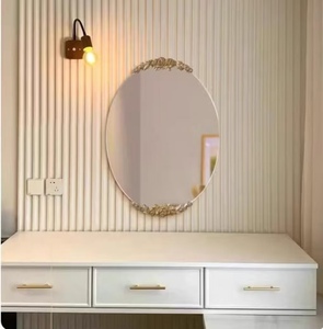 Espejo de tocador de estilo francés de 90X70CM, espejo de maquillaje ovalado, decoración de entrada tallada de estilo europeo, espejo Popular de lujo ligero - Product Image 3