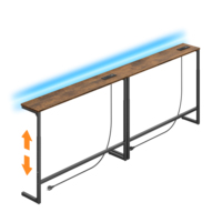 Table console robuste et réglable avec prises électriques UL et éclairage LED, vente en gros, table étroite pour derrière canapé, usine OEM