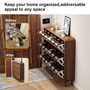 Tùy Chỉnh Sang Trọng <span class=keywords><strong>MDF</strong></span> Bằng Gỗ Giày Tổ Chức Đồ Nội Thất Hiện Đại Lối Vào Siêu Mỏng Tipping Xô Giày Lưu Trữ Tủ Giày Giá - Product Image 4