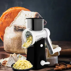 旋转式奶酪刨丝机和切碎机高效切菜机，带手柄5合1多功能手动家用曼陀林切片机