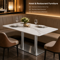 Restaurant-Tische und -Stühle, Esstisch aus Sinterstein mit Edelstahlgestell für Café, Hotel, Bar und Esszimmer