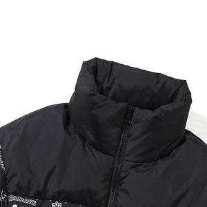 Veste d'hiver pour homme avec logo personnalisé, rembourrée en duvet de canard et d'oie, noire, imprimée, design de créateur, veste matelassée - Product Image 4