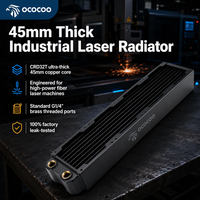Radiateur en cuivre OCOCOO CRD32T de 45 mm d'épaisseur, 9 canaux d'eau, 362 mm, 745 g, 4 ventilateurs de 80 mm, haute puissance, vente en gros, fabricant d'équipements laser